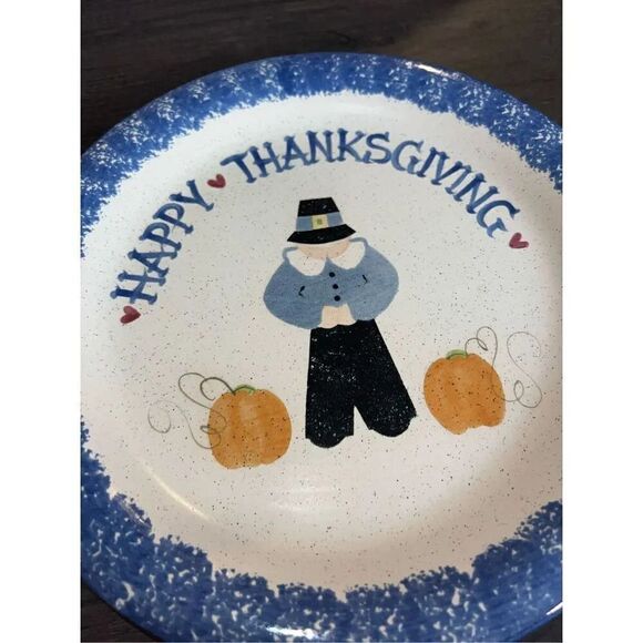 Happy Thanksgiving Vintage 1993 Pilgrim Display Ceramic Plate - Picture 2 of 4